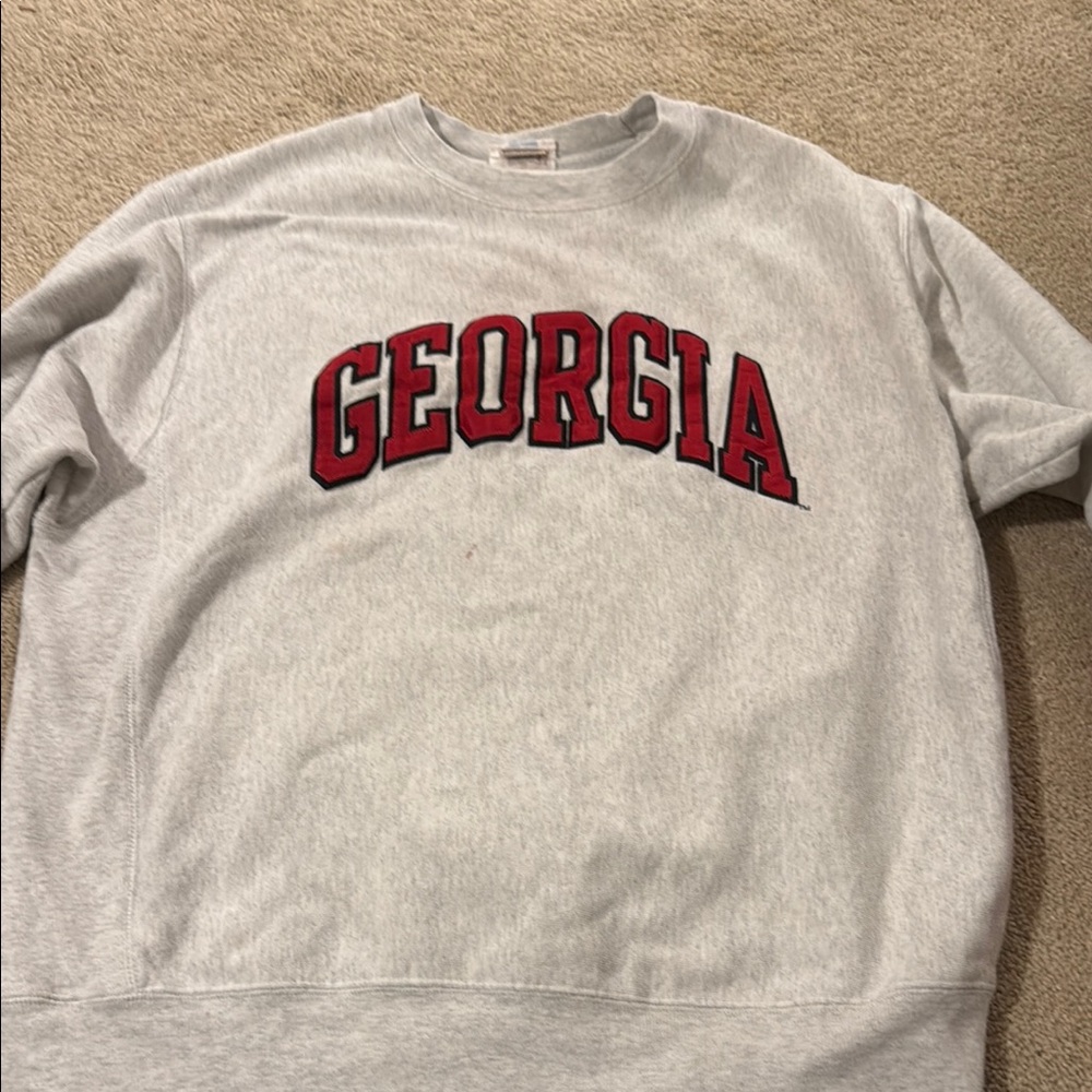 Gray Georgia Sweatshirt with Red Lettering